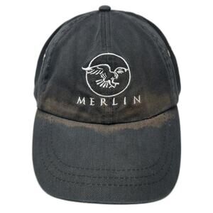 KC Caps Merlin Eagle Black One Size Baseball Cap Slideback Embroidered Bird